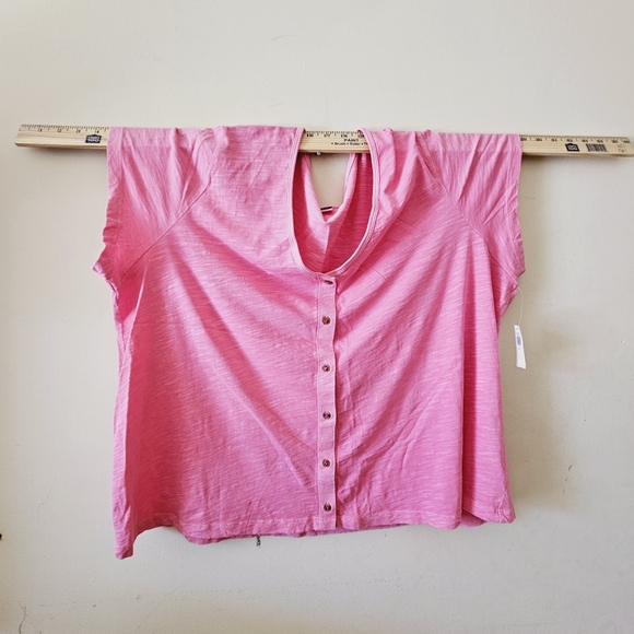 Size XXL Old Navy Hot Pink Short Sleeved V Neck Button Up Front Women's Summer - Picture 10 of 16